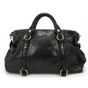 Miu Miu Bag Lux Vitello Hand Leather Shoulder Handbag Black